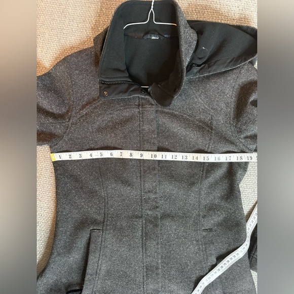 Lululemon Grey Hooded Long Fleece Lined Coat Full Zip Jacket - Picture 4 of 12